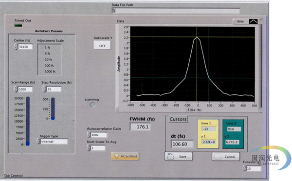 自相关仪-超短脉冲的测量工具-超短脉宽测量系统 软件界面